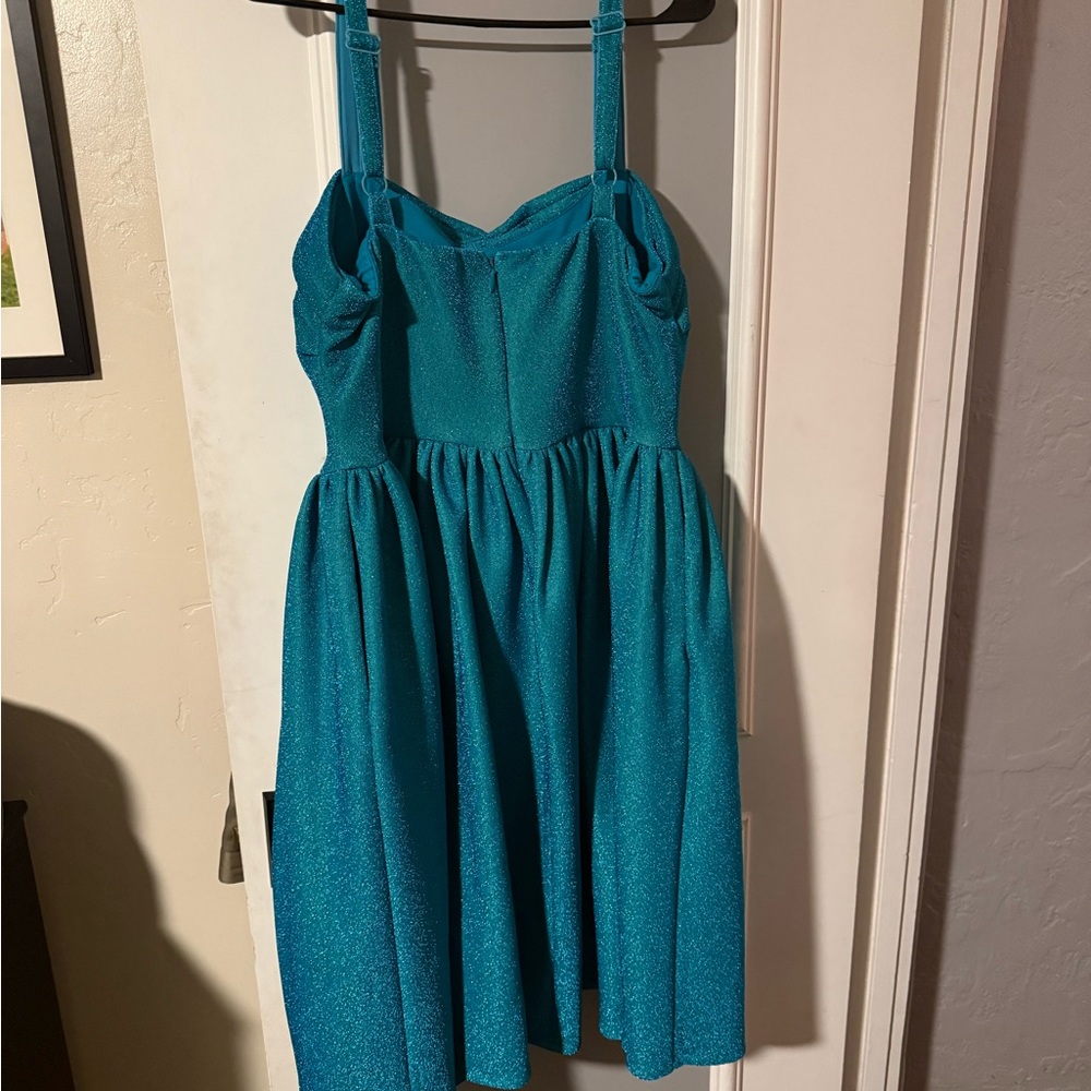 Vixen By Micheline Pitt Jawbreaker Swing Dress In Turquoise Lurex XL - Picture 4 of 7